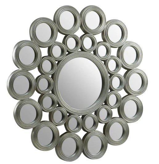 Product photograph of Marisa Multi Circular Design Wall Bedroom Mirror In Silver Frame from Furniture in Fashion